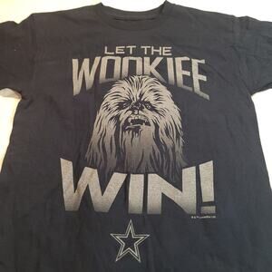 Dallas Cowboys Let The Wookie Win Casual Graphic T-Shirt Adult Mens Size S Blue